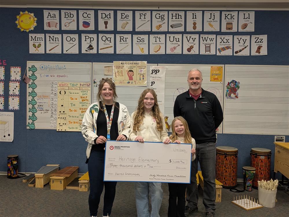 Heritage gets awarded the Rocky Mountain Power Foundation Music Grant